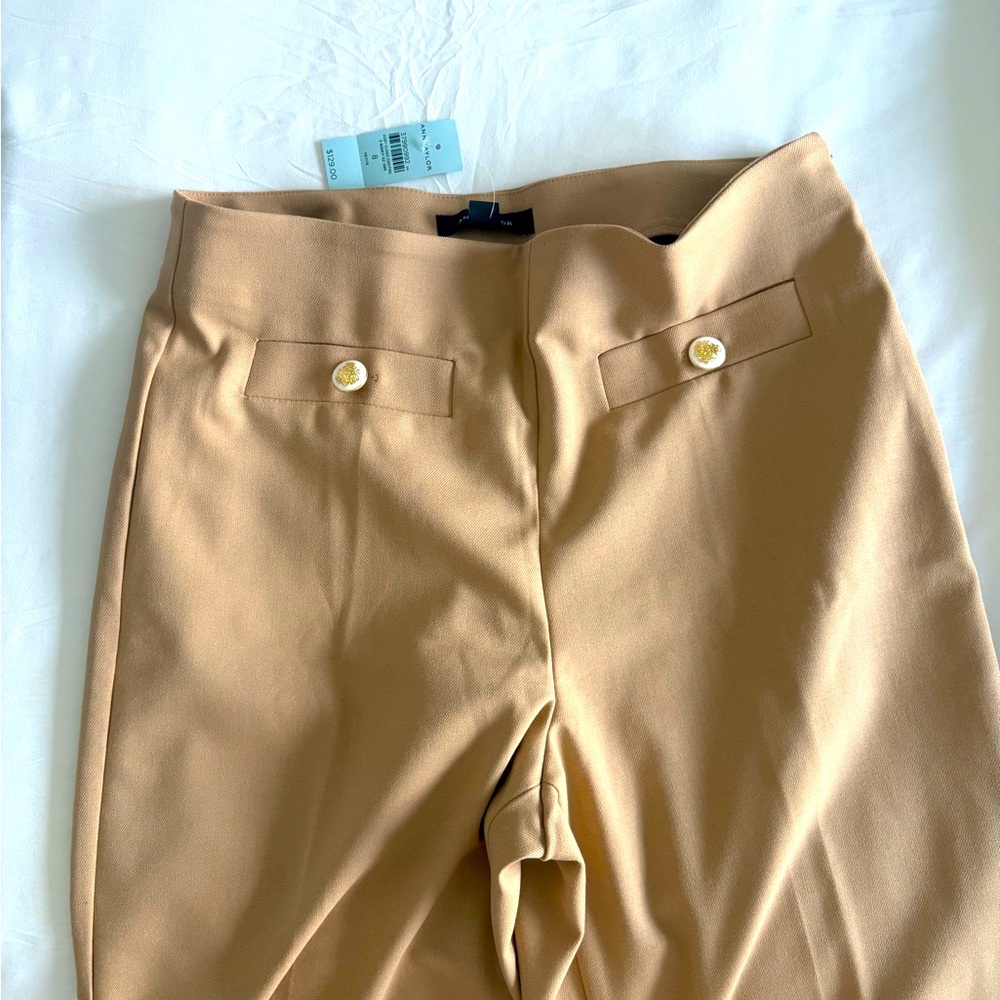Ann Taylor Tan Trousers with Button Accents